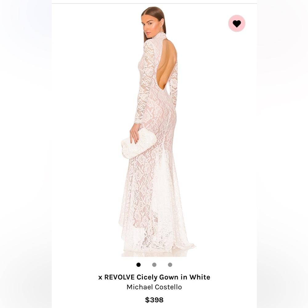 Michael Costello x revolve Cicely white lace backless gown XS
